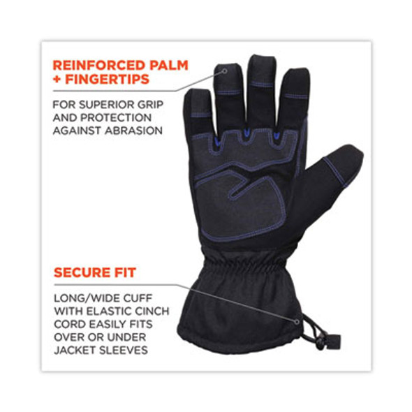 Proflex 819Wp Extreme Thermal Wp Gloves, En388: 4222B, 9" Long, Xx-Large, Black, Pair