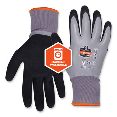 Proflex 7501 Coated Waterproof Winter Gloves, En388: 2131X, 10" Long, Small, Gray, Pair