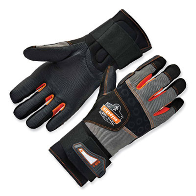 Proflex 9012 Certified Av Gloves + Wrist Support, En388: 2121X, 14.5" Long, Small, Black, Pair