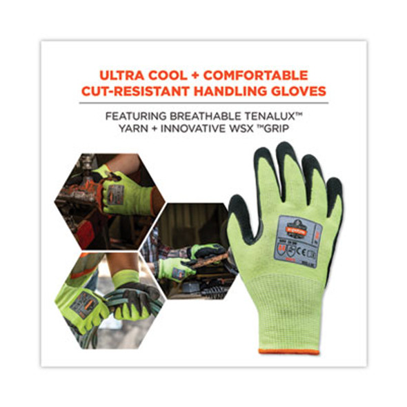 Proflex 7041 Ansi A4 Nitrile-Coated Cr Gloves, En388: 4X42D, 10" Long, Large, Lime, 144 Pairs/Carton