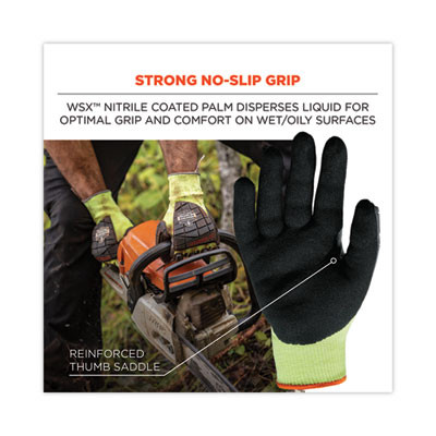 Proflex 7141 Ansi A4 Dir Nitrile-Coated Cr Gloves, En388: 4X42Dp, 9" Long, Small, Lime, 72 Pairs/Carton