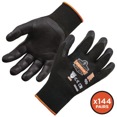 Proflex 7001 Nitrile-Coated Gloves, En388: 4121X, 8.25" Long, X-Small, Black, 12 Pairs/Carton