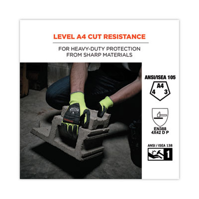 Proflex 7141 Ansi A4 Dir Nitrile-Coated Cr Gloves, En388: 4X42Dp, 9" Long, Xx-Large, Lime, 72 Pairs/Carton