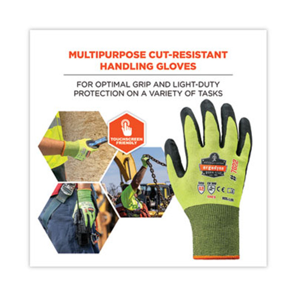 Proflex 7022 Ansi A2 Coated Cr Gloves Dsx, En388: 4342B, 9.25" Long, Large, Lime, 144 Pairs/Carton