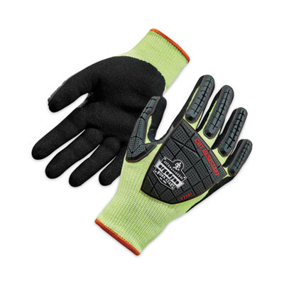 Proflex 7141 Ansi A4 Dir Nitrile-Coated Cr Gloves, En388: 4X42Dp, 9" Long, Medium, Lime, Pair