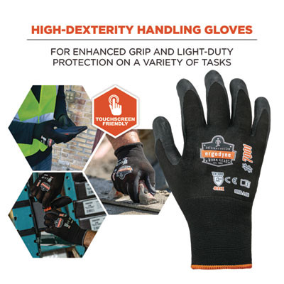 Proflex 7001 Nitrile-Coated Gloves, En388: 4121X, 8.25" Long, X-Small, Black, Pair