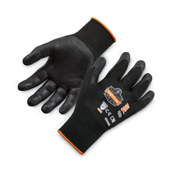 Proflex 7001 Nitrile-Coated Gloves, En388: 4121X, 9" Long, Large, Black, Pair