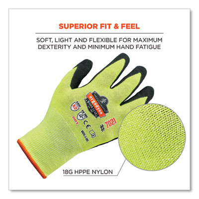 Proflex 7021 Hi-Vis Nitrile-Coated Cr Gloves, En388: 4342B, 8.5" Long, Small, Lime, Pair