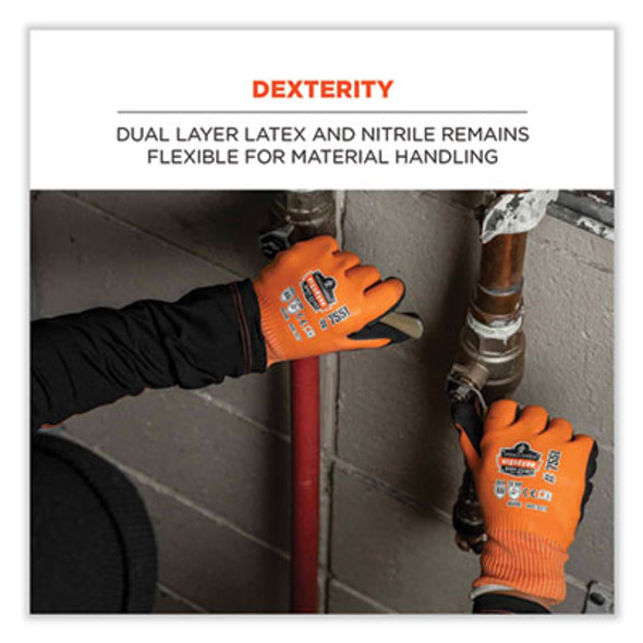 Proflex 7551-Case Ansi A5 Coated Waterproof Cr Gloves, En388: 4X43E, 11" Long, X-Large, Orange, 144 Pairs/Carton