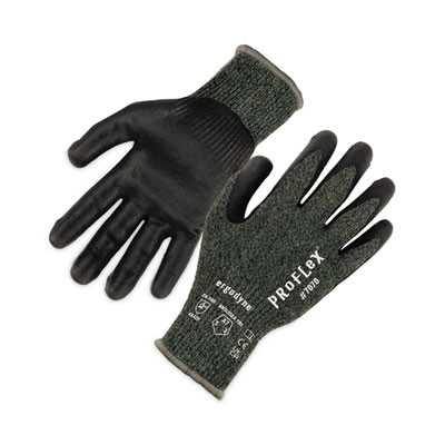 Proflex 7070 Ansi A7 Nitrile Coated Cr Gloves, En388: 4X42F, 9" Long, Medium, Green, 12 Pairs