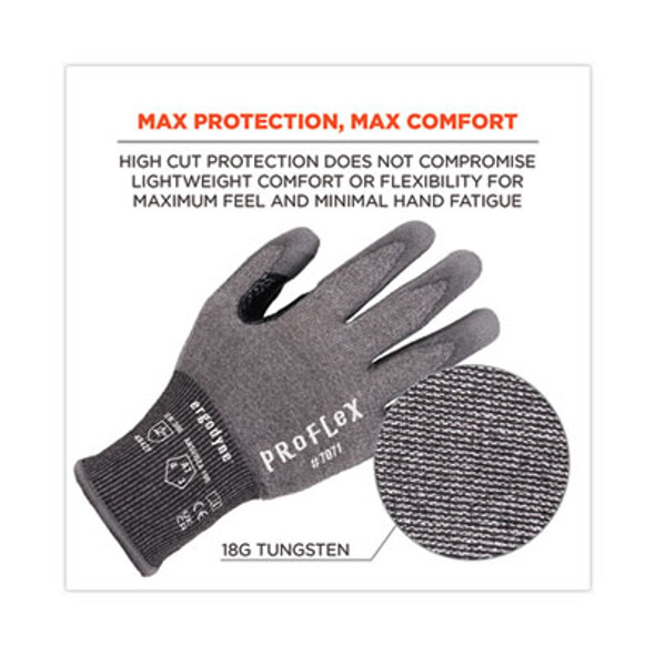 Proflex 7071 Ansi A7 Pu Coated Cr Gloves, En388: 4X42F, 9" Long, Small, Gray, 12 Pairs