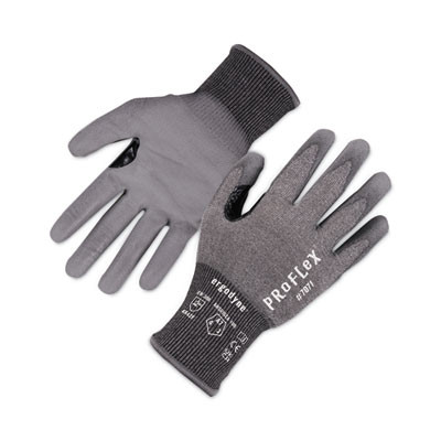 Proflex 7071 Ansi A7 Pu Coated Cr Gloves, En388: 4X42F, 9" Long, Medium, Gray, 12 Pairs