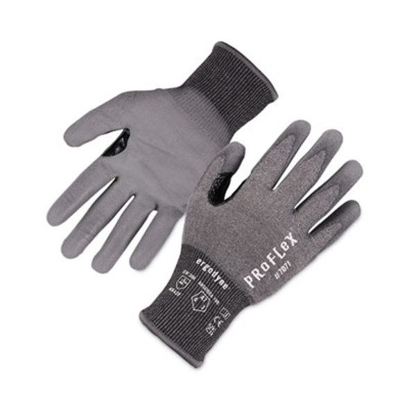 Proflex 7071 Ansi A7 Pu Coated Cr Gloves, En388: 4X42F, 9" Long, Large, Gray, Pair