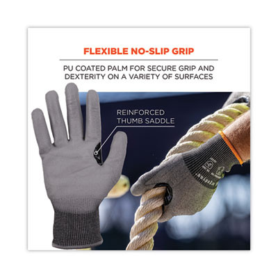 Proflex 7071 Ansi A7 Pu Coated Cr Gloves, En388: 4X42F, 9" Long, Xx-Large, Gray, Pair