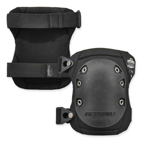 Proflex 335 Slip-Resistant Rubber Cap Knee Pads, Buckle Closure, One Size Fits Most, Black Cap, Pair