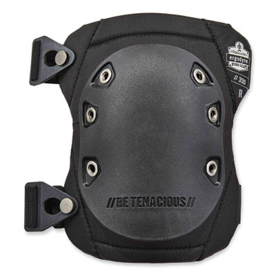 Proflex 335 Slip-Resistant Rubber Cap Knee Pads, Buckle Closure, One Size Fits Most, Black Cap, Pair