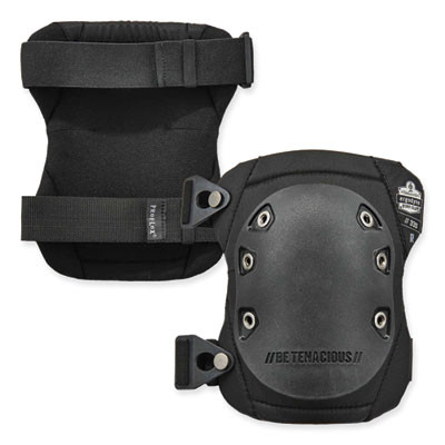 Proflex 335 Slip-Resistant Rubber Cap Knee Pads, Buckle Closure, One Size Fits Most, Black Cap, Pair