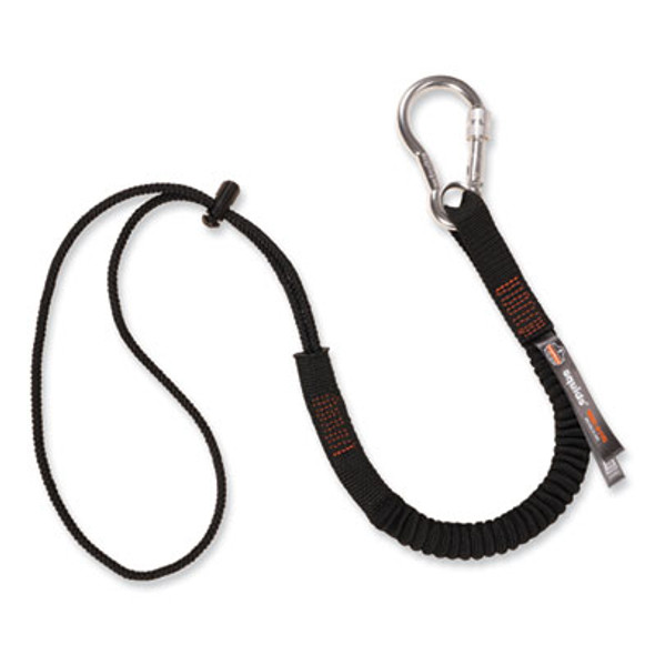 Squids 3105 Tool Lanyard With Aluminum Carabiner + Cinch-Loop, 15 Lb Max Working Capacity, 32" To 48" Long, Black
