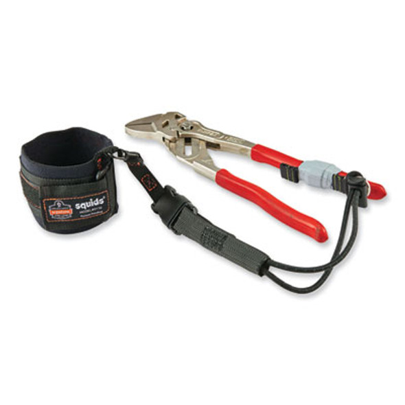 Squids 3116 Pull-On Wrist Lanyard With Buckle, 3 Lb Max Working Capacity, 7.5" Long, Black