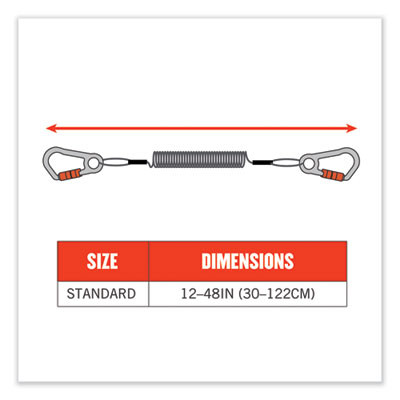 Squids 3166 Coiled Tool Lanyard With Two Carabiners, 2 Lb Max Working Capacity, 12" Long, Black
