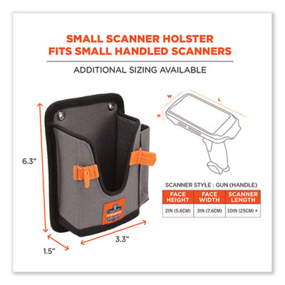 Squids 5543 Handheld Barcode Scanner Mount Holder With Fastener Straps, 2 Compartments, 3.5 x 1.5 x 6.3, Gray