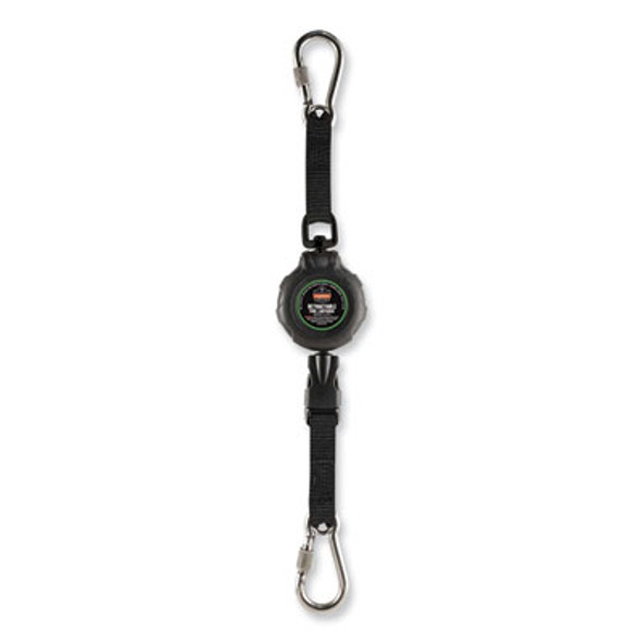 Squids 3000 Retractable Tool Lanyard With Carabiner Anchor, 1 Lb Working Capacity, 48" Long, Black