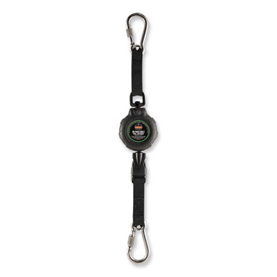 Squids 3000 Retractable Tool Lanyard With Carabiner Anchor, 1 Lb Working Capacity, 48" Long, Black
