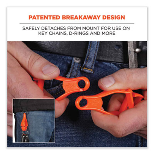 Squids 3400 Dual Clip Glove Clip Holder, 1 x 1 x 6.5, Acetal Copolymer, Red, 100/Pack