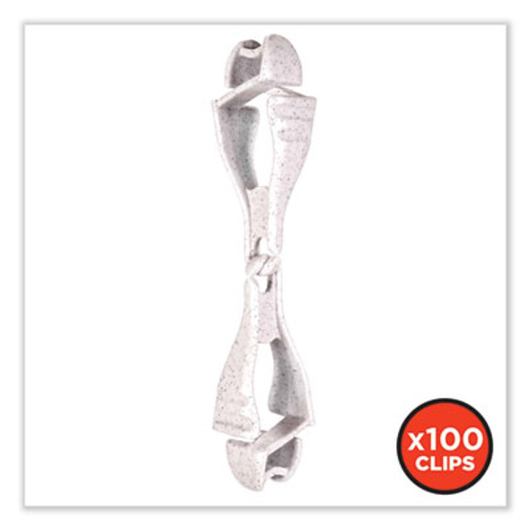 Squids 3400 Dual Clip Glove Clip Holder, 1 x 1 x 6.5, Acetal Copolymer, Granite, 100/Pack