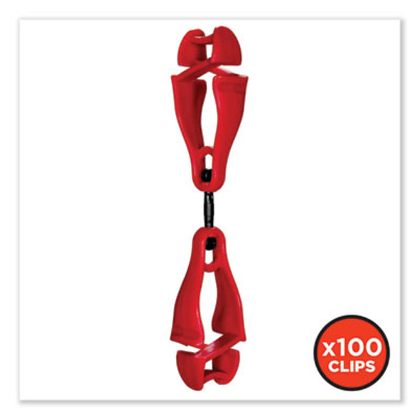 Squids 3420 Dual Clip Swivel Glove Clip Holder, 1 x 0.6 x 5.5, Acetal Copolymer, Red,100/Pack