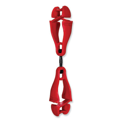 Squids 3420 Dual Clip Swivel Glove Clip Holder, 1 x 0.6 x 5.5, Acetal Copolymer, Red,100/Pack