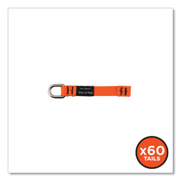 Squids 3700 Nylon Webbing Tool Tails With D-Rings, 2Lb Max Working Capacity, 4.5" Long, Orange/Black, 6/Pack, 10 Packs/Carton