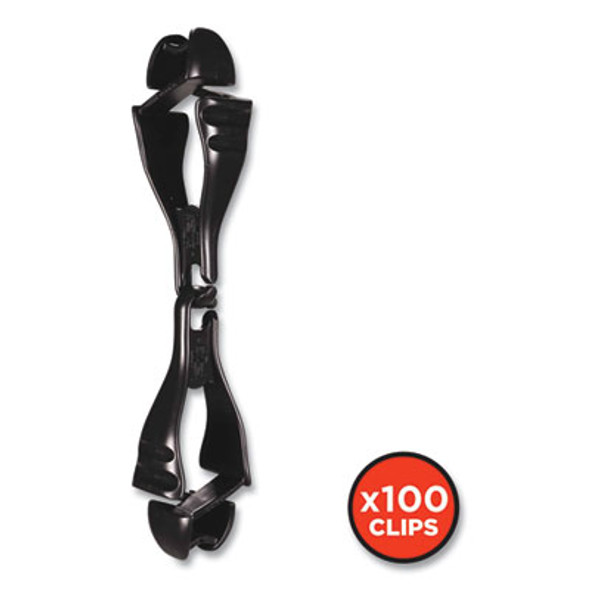 Squids 3400 Glove Clip Holder With Dual Clips, 1 x 1 x 6.5, Acetal Copolymer, Black, 100/Carton