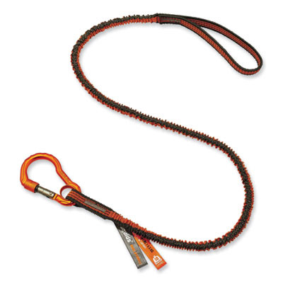 Squids 3100F(x) Tool Lanyard With Aluminum Carabiner + Loop, 10 Lb Max Working Capacity, 38" To 48" Long, Orange/Gray