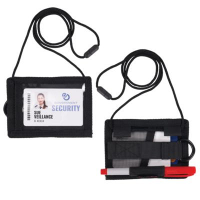 Squids 3389 Wallet Id/Badge Holder,Horizontal/Vertical, Black, 3.75 x 5 For 2.75 x 3.5 Insert, 18" Cord