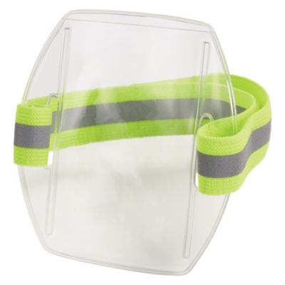 Squids 3386 Arm Band Id/Badge Holder, Vertical, Hi-Vis Lime, 3.75 x 4.25 Holder, 2.5 x 4 Insert, 10/Pack