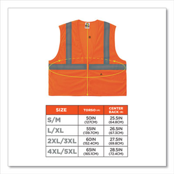Glowear 8205Z Class 2 Super Economy Mesh Vest, Polyester, Orange, Small/Medium