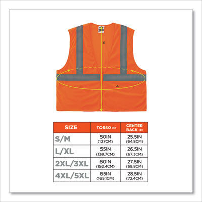 Glowear 8205Z Class 2 Super Economy Mesh Vest, Polyester, Orange, Small/Medium