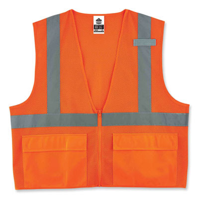 Glowear 8220Z Class 2 Standard Mesh Zipper Vest, Polyester, 4X-Large/5X-Large, Orange