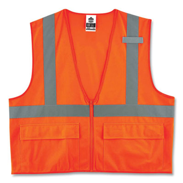 Glowear 8225Z Class 2 Standard Solid Vest, Polyester, Orange, 4X-Large/5X-Large