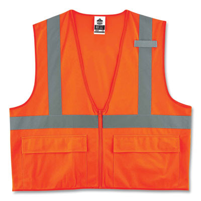 Glowear 8225Z Class 2 Standard Solid Vest, Polyester, Orange, 4X-Large/5X-Large