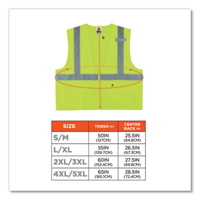 Glowear 8225Z Class 2 Standard Solid Vest, Polyester, Lime, 2X-Large/3X-Large