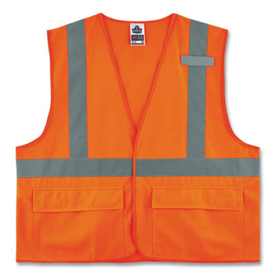 Glowear 8225Hl Class 2 Standard Solid Hook And Loop Vest, Polyester, Orange, 2X-Large/3X-Large