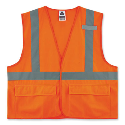Glowear 8225Hl Class 2 Standard Solid Hook And Loop Vest, Polyester, Orange, 4X-Large/5X-Large
