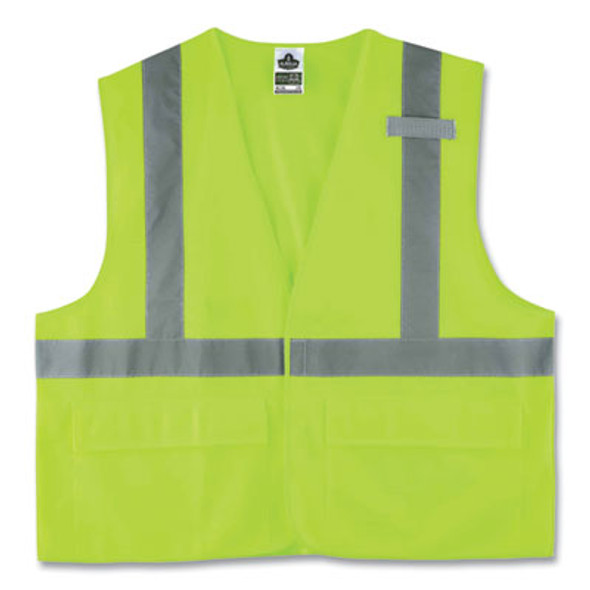 Glowear 8225Hl Class 2 Standard Solid Hook And Loop Vest, Polyester, Lime, 4X-Large/5X-Large