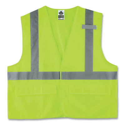 Glowear 8225Hl Class 2 Standard Solid Hook And Loop Vest, Polyester, Lime, 4X-Large/5X-Large