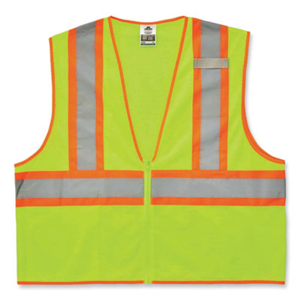 Glowear 8229Z Class 2 Economy Two-Tone Zipper Vest, Polyester, X-Small, Lime