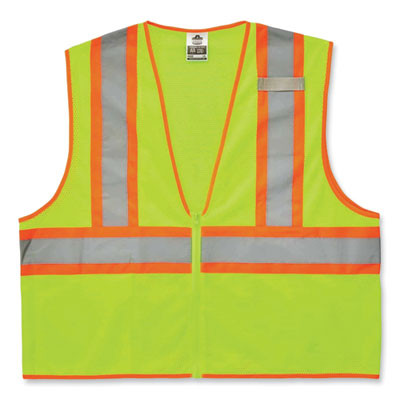 Glowear 8229Z Class 2 Economy Two-Tone Zipper Vest, Polyester, X-Small, Lime