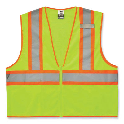 Glowear 8229Z Class 2 Economy Two-Tone Zipper Vest, Polyester, Small/Medium, Lime