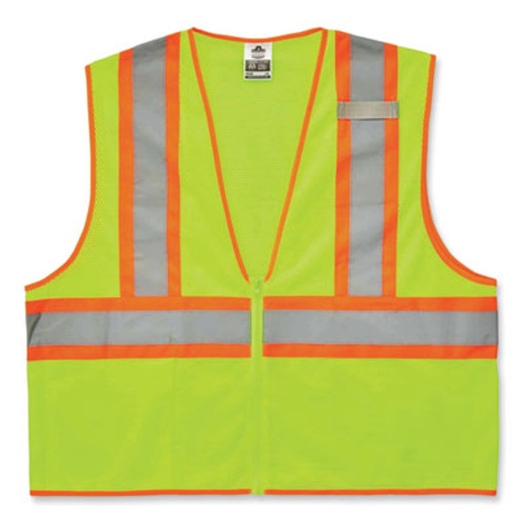 Glowear 8229Z Class 2 Economy Two-Tone Zipper Vest, Polyester, Large/X-Large, Lime